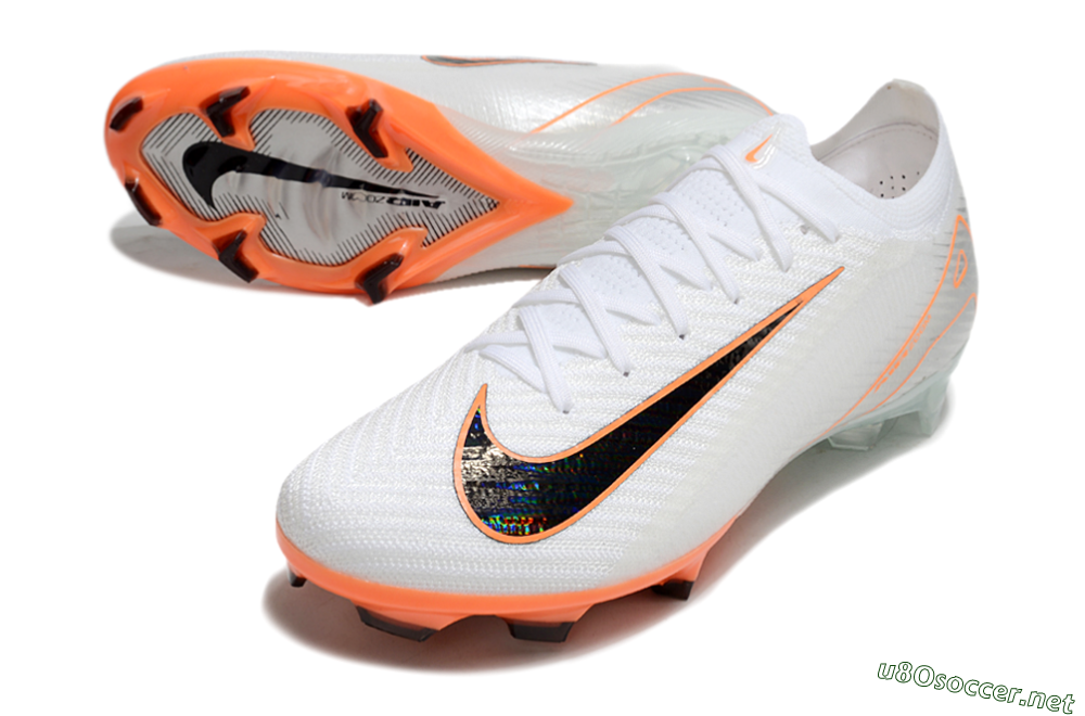 Men's Nike Air Zoom Mercurial Vapor 16 Elite FG Football Boots - White/Black/Orange 3