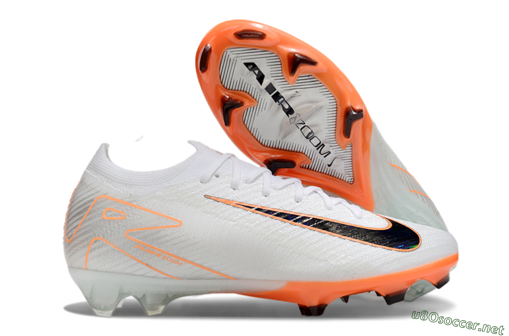 Men's Nike Air Zoom Mercurial Vapor 16 Elite FG Football Boots - White/Black/Orange 2