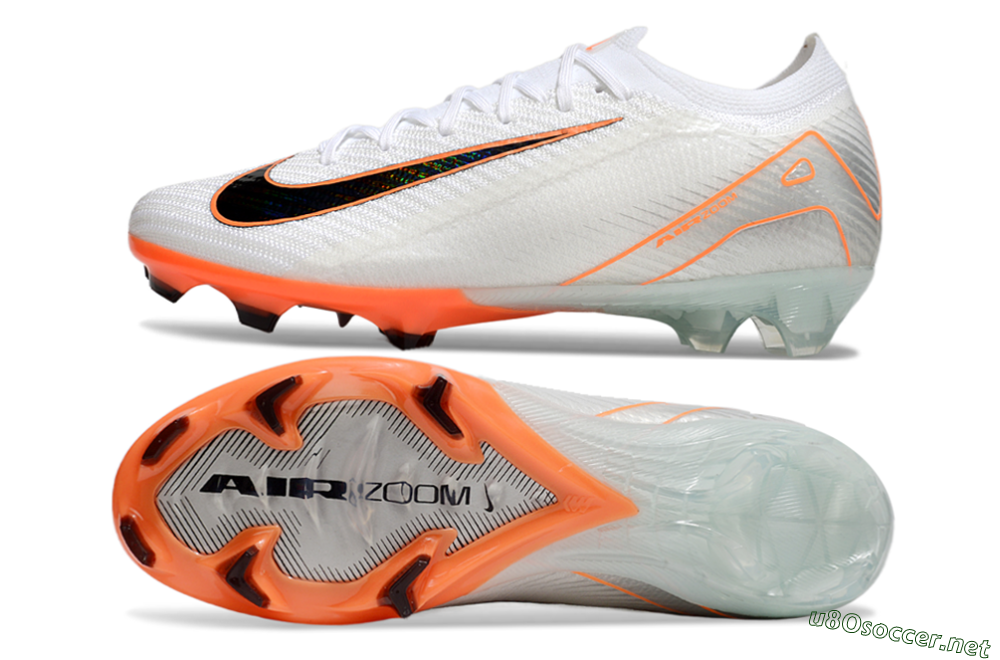 Men's Nike Air Zoom Mercurial Vapor 16 Elite FG Football Boots - White/Black/Orange 1