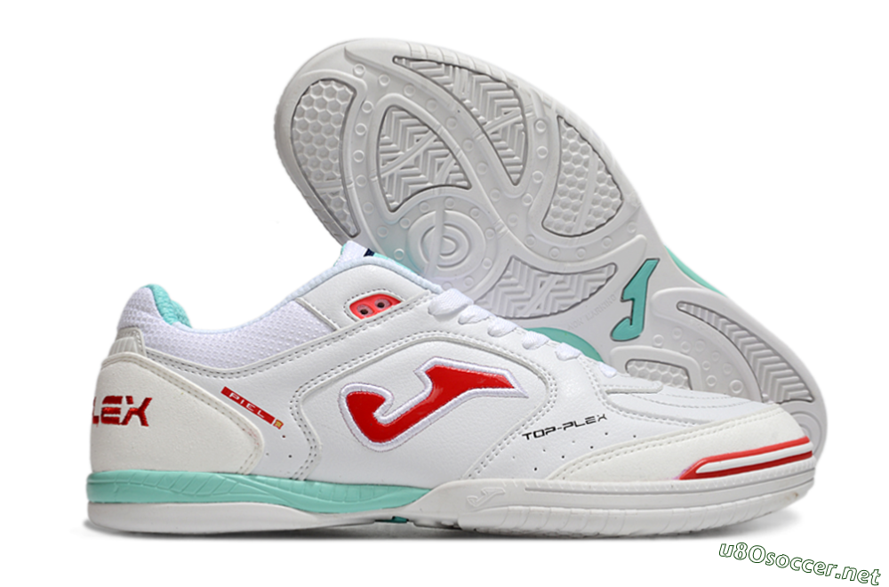 Men's Joma Top Flex IC Football Shoes - White/Red/Jade 2