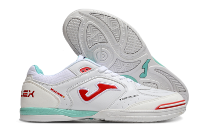Men's Joma Top Flex IC Football Shoes - White/Red/Jade