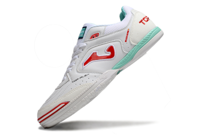 Men's Joma Top Flex IC Football Shoes - White/Red/Jade