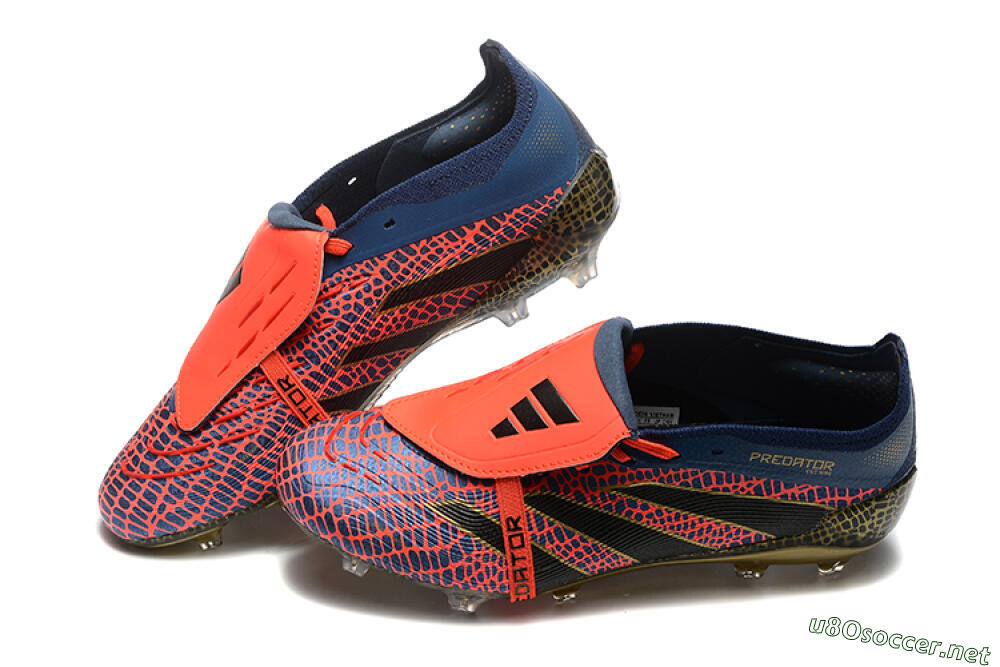 Men's Adidas Predator Elite 25 Foldover Tongue FG Football Boots - Red/Blue/Gold 6