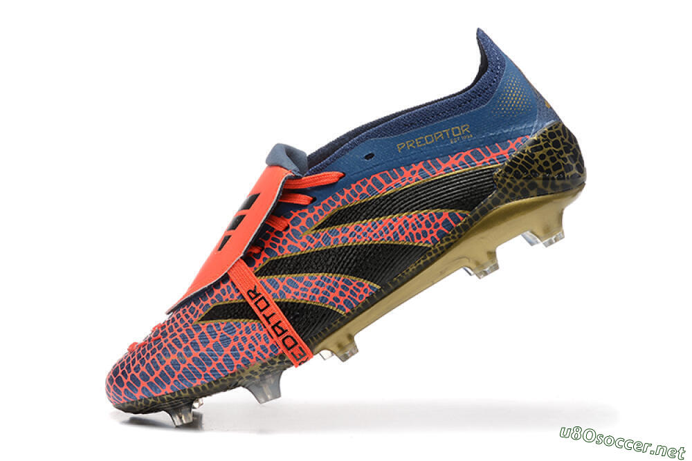 Men's Adidas Predator Elite 25 Foldover Tongue FG Football Boots - Red/Blue/Gold 8