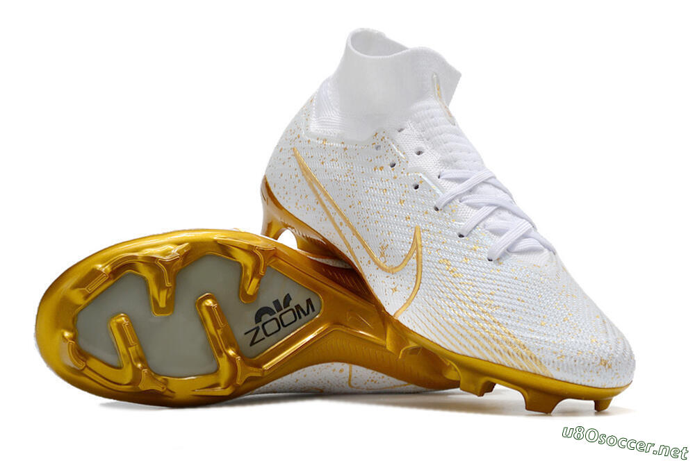 Men's Nike Air Zoom Mercurial Superfly 9 Elite FG Football Boots - White/Gold 1