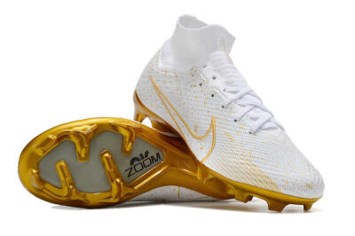 Men's Nike Air Zoom Mercurial Superfly 9 Elite FG Football Boots - White/Gold