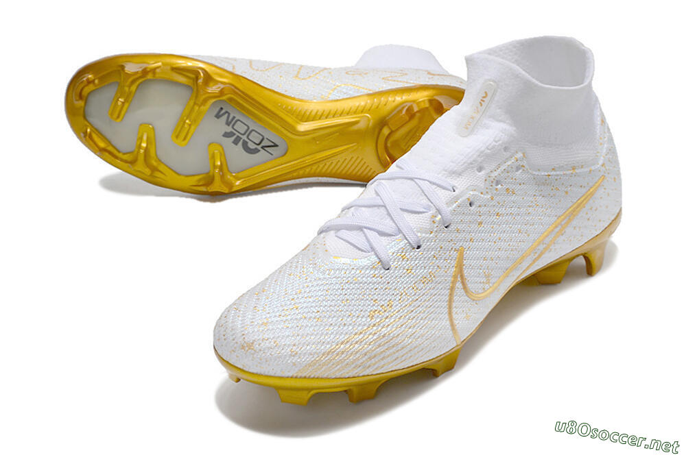Men's Nike Air Zoom Mercurial Superfly 9 Elite FG Football Boots - White/Gold 3