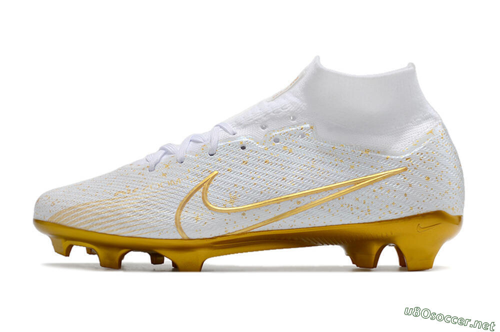 Men's Nike Air Zoom Mercurial Superfly 9 Elite FG Football Boots - White/Gold 0