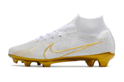 Men's Nike Air Zoom Mercurial Superfly 9 Elite FG Football Boots - White/Gold