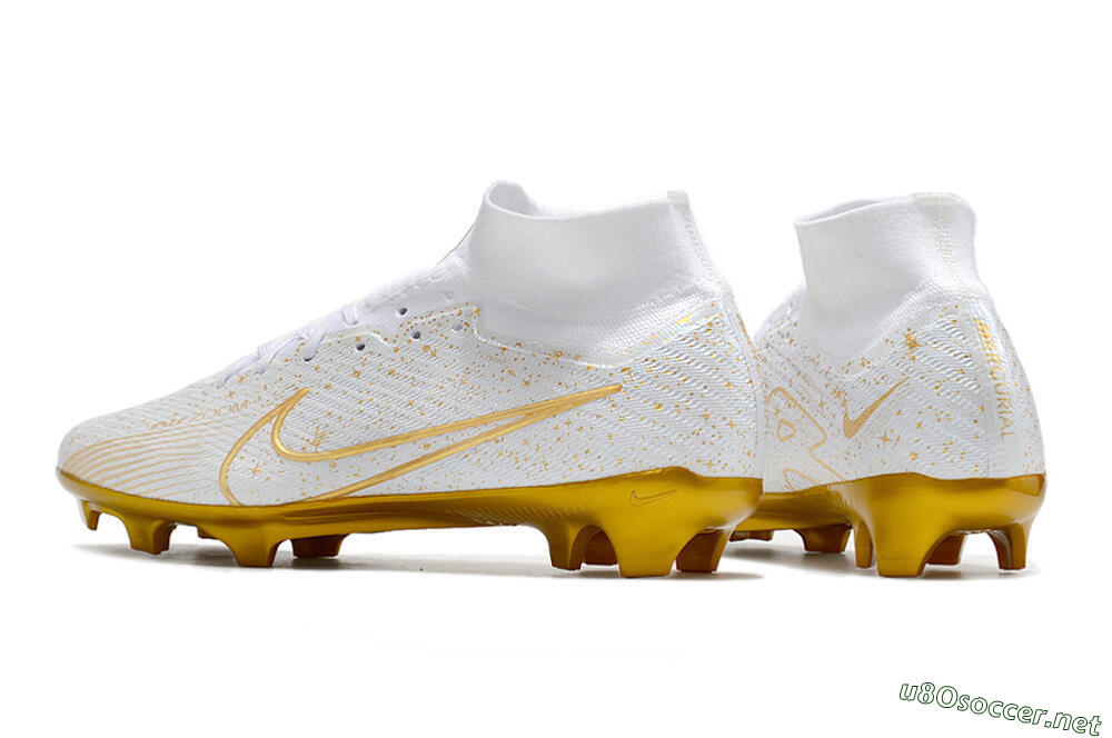 Men's Nike Air Zoom Mercurial Superfly 9 Elite FG Football Boots - White/Gold 5