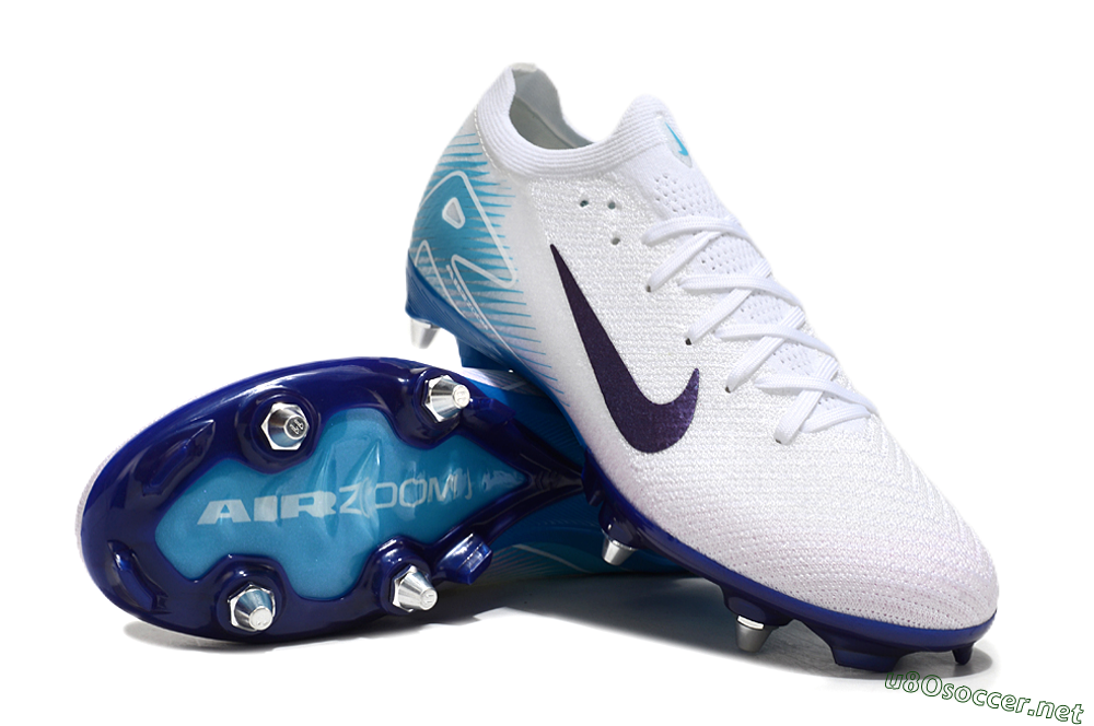 Men's Nike Air Zoom Mercurial Vapor 16 Elite SG Football Boots - White/Purple/Jade 3