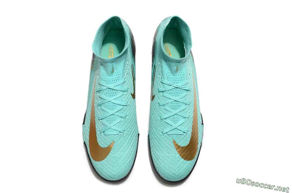 Unisex Nike Air Zoom Mercurial Superfly 10 Elite TF Football Shoes - Jade/Gold/Blue 4