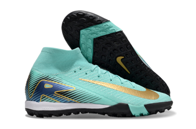 Unisex Nike Air Zoom Mercurial Superfly 10 Elite TF Football Shoes - Jade/Gold/Blue