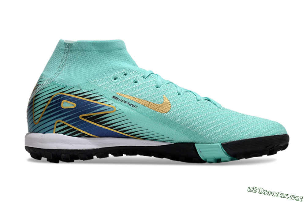 Unisex Nike Air Zoom Mercurial Superfly 10 Elite TF Football Shoes - Jade/Gold/Blue 7