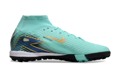 Unisex Nike Air Zoom Mercurial Superfly 10 Elite TF Football Shoes - Jade/Gold/Blue