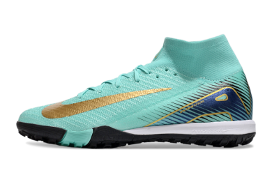 Unisex Nike Air Zoom Mercurial Superfly 10 Elite TF Football Shoes - Jade/Gold/Blue