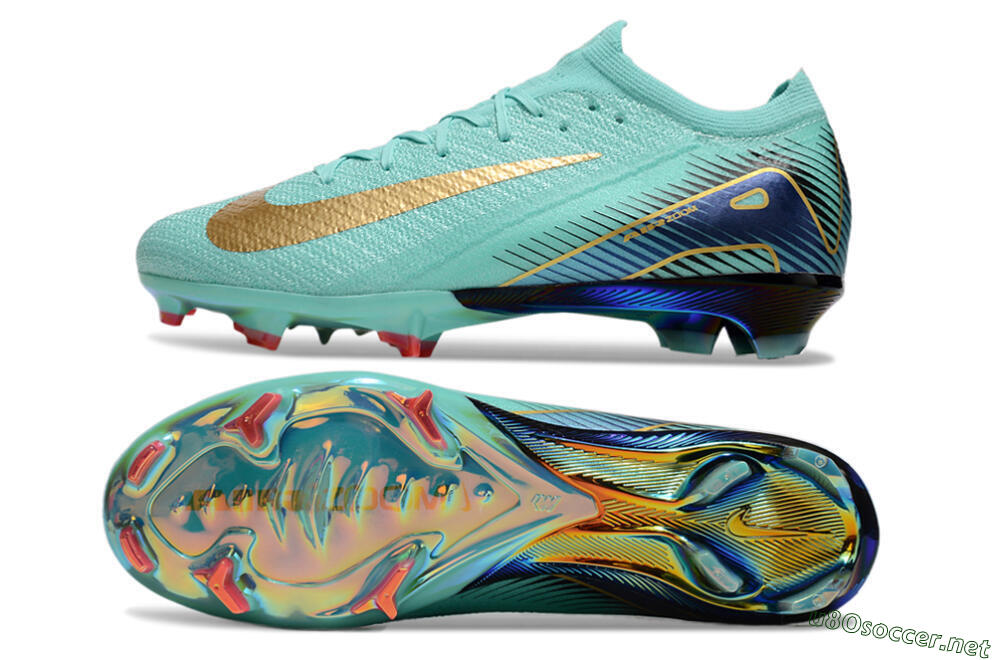 Unisex Nike Air Zoom Mercurial Vapor 16 Elite FG Football Boots - Jade/Gold/Blue 1