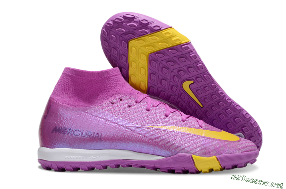 Unisex Nike Air Zoom Mercurial Superfly 10 Elite TF Football Shoes - Purple/Yellow/White 2