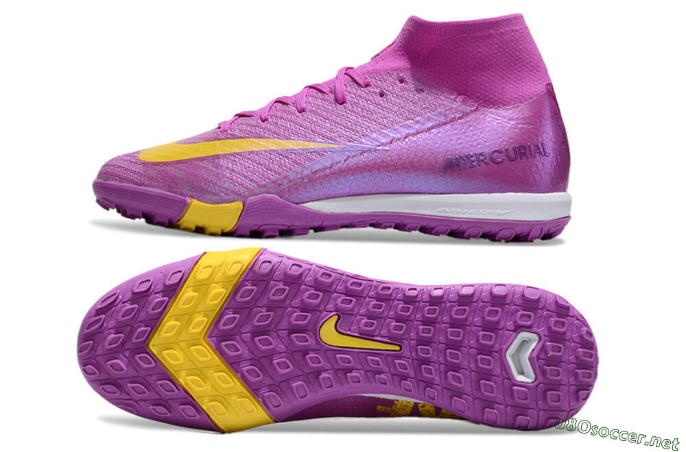 Unisex Nike Air Zoom Mercurial Superfly 10 Elite TF Football Shoes - Purple/Yellow/White 1