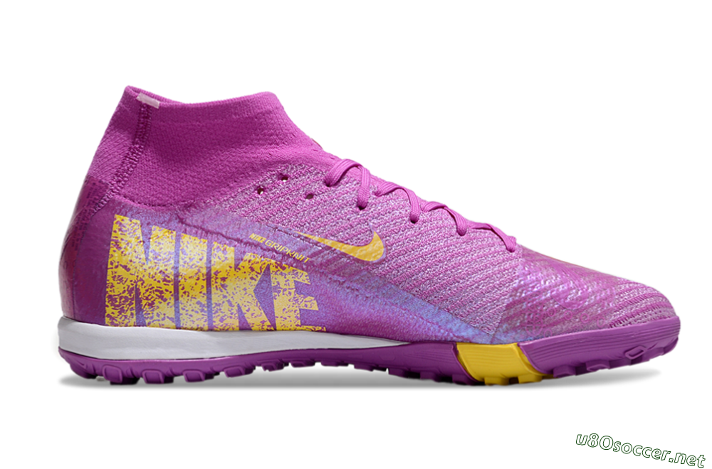 Unisex Nike Air Zoom Mercurial Superfly 10 Elite TF Football Shoes - Purple/Yellow/White 7