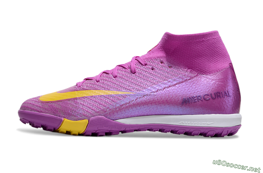 Unisex Nike Air Zoom Mercurial Superfly 10 Elite TF Football Shoes - Purple/Yellow/White 0