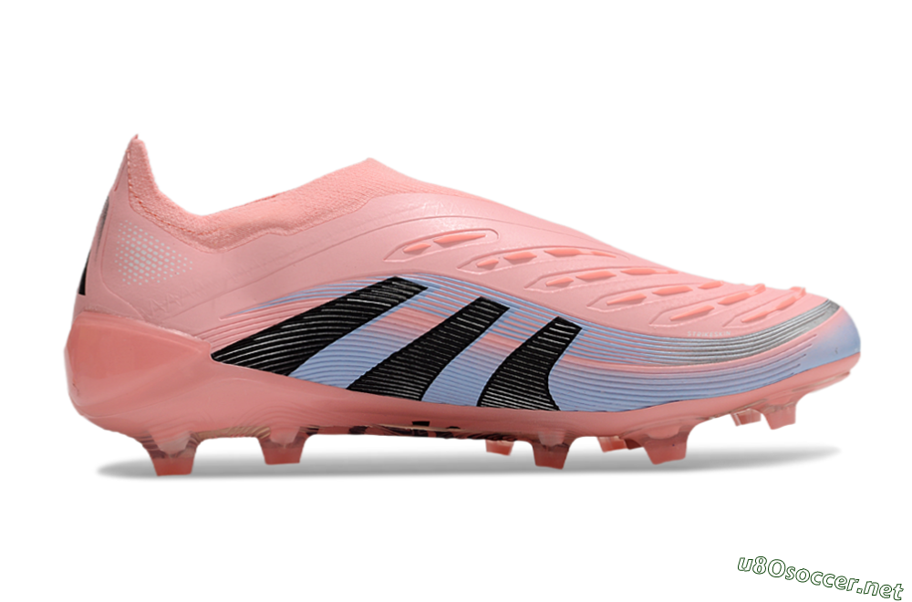 Unisex Adidas Predator Laceless Elite 25 FG Football Boots - Pink/Blue/Black 7