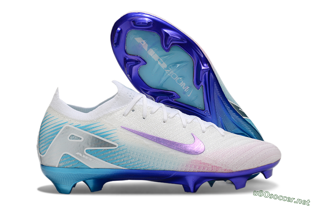 Unisex Nike Air Zoom Mercurial Vapor 16 Elite FG Football Boots - White/Purple/Pink/Jade 2