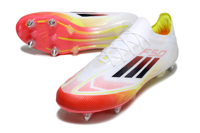 Men's Adidas F50 Elite SG Football Boots - White/Red/Yellow