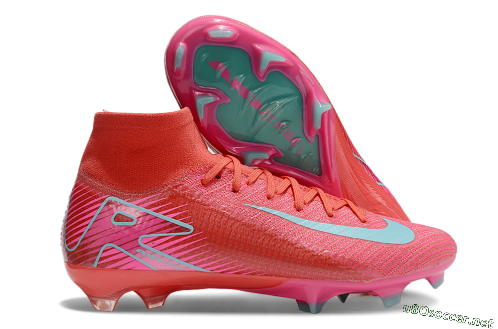Unisex Nike Air Zoom Mercurial Superfly 10 Elite FG Football Boots - Red/Jade/White 2