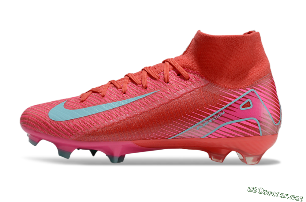 Unisex Nike Air Zoom Mercurial Superfly 10 Elite FG Football Boots - Red/Jade/White 0