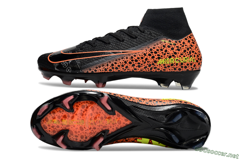 Men's Nike Air Zoom Mercurial Superfly 10 Elite FG Football Boots - Black/Orange/Leopard 1