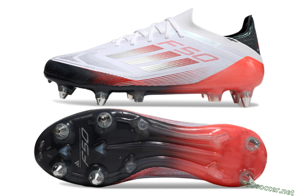 Men's Adidas F50 Elite SG Football Boots - White/Silver/Red/Black 1