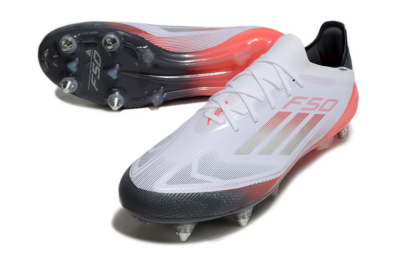 Men's Adidas F50 Elite SG Football Boots - White/Silver/Red/Black
