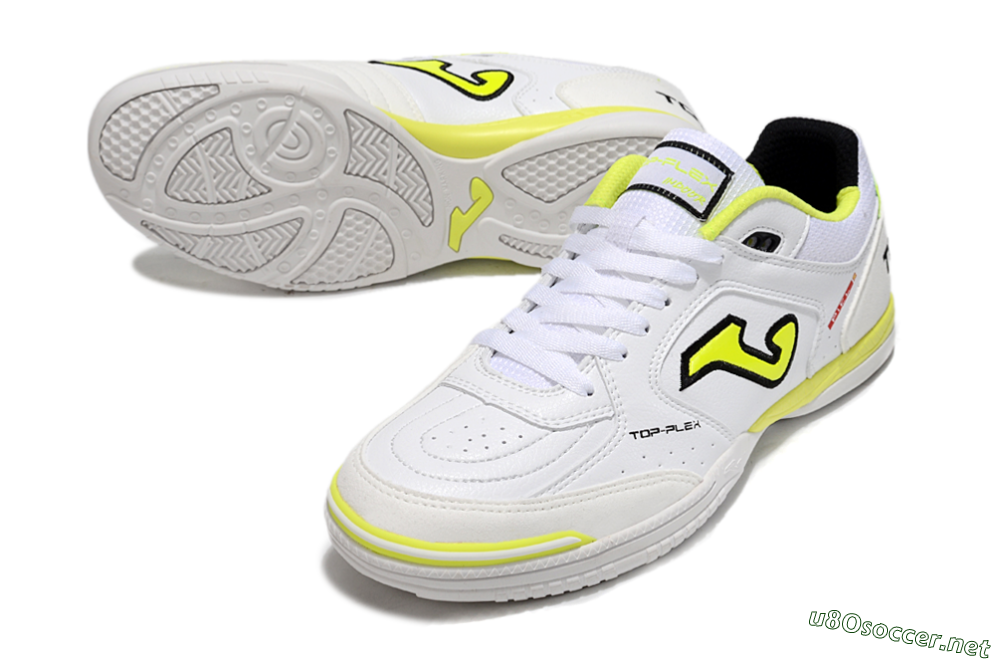 Men's Joma Top Flex IC Football Shoes - White/Black/Yellow 3