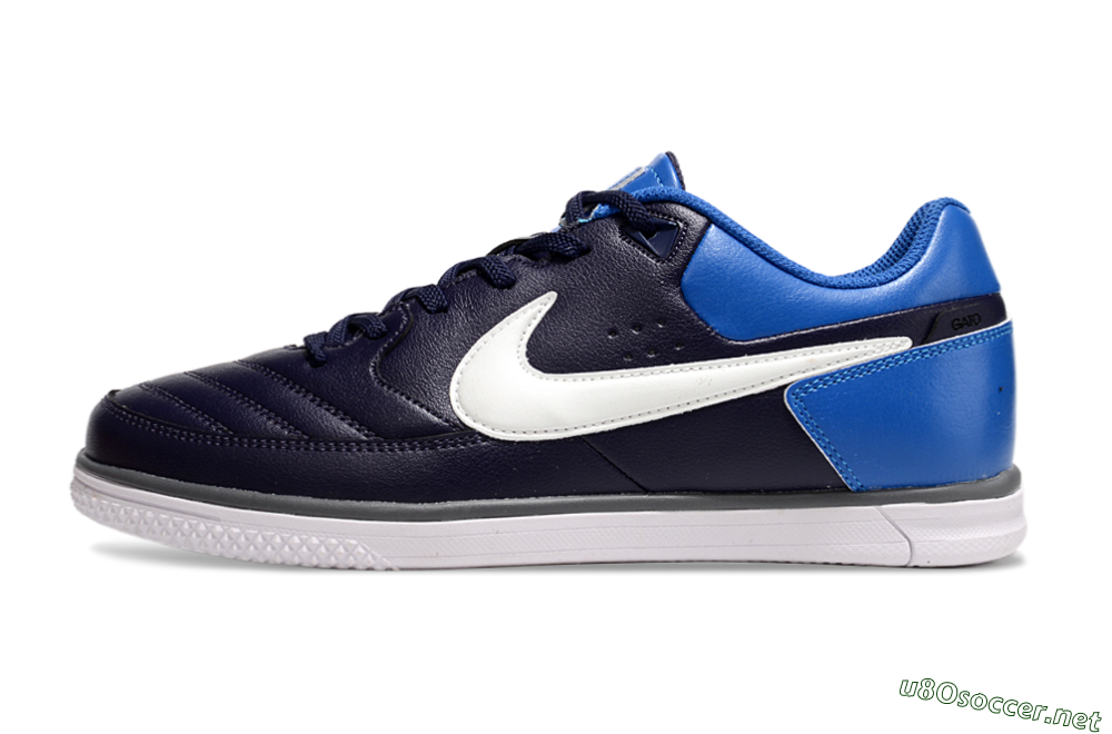 Men's Nike Street Gato IC Football Shoes - Black/White/Blue 0