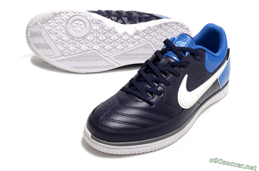 Men's Nike Street Gato IC Football Shoes - Black/White/Blue 3