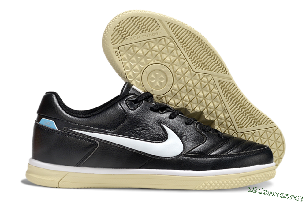 Men's Nike Street Gato IC Football Shoes - Black/White/Beige 2