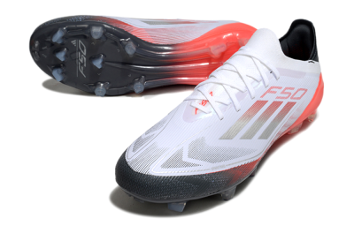 Men's Adidas F50 Elite FG Football Boots - White/Silver/Red/Black