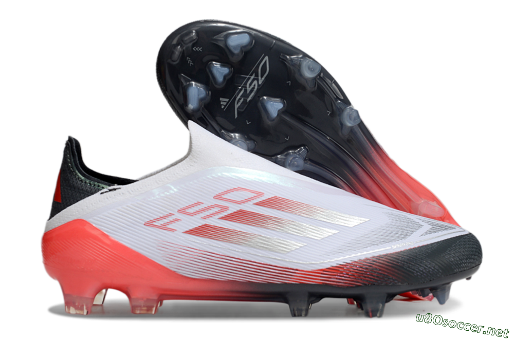 Men's Adidas F50 Elite Laceless FG Football Boots - White/Silver/Red/Black 2