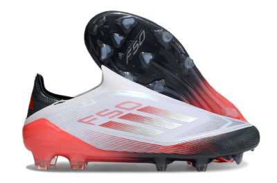 Men's Adidas F50 Elite Laceless FG Football Boots - White/Silver/Red/Black