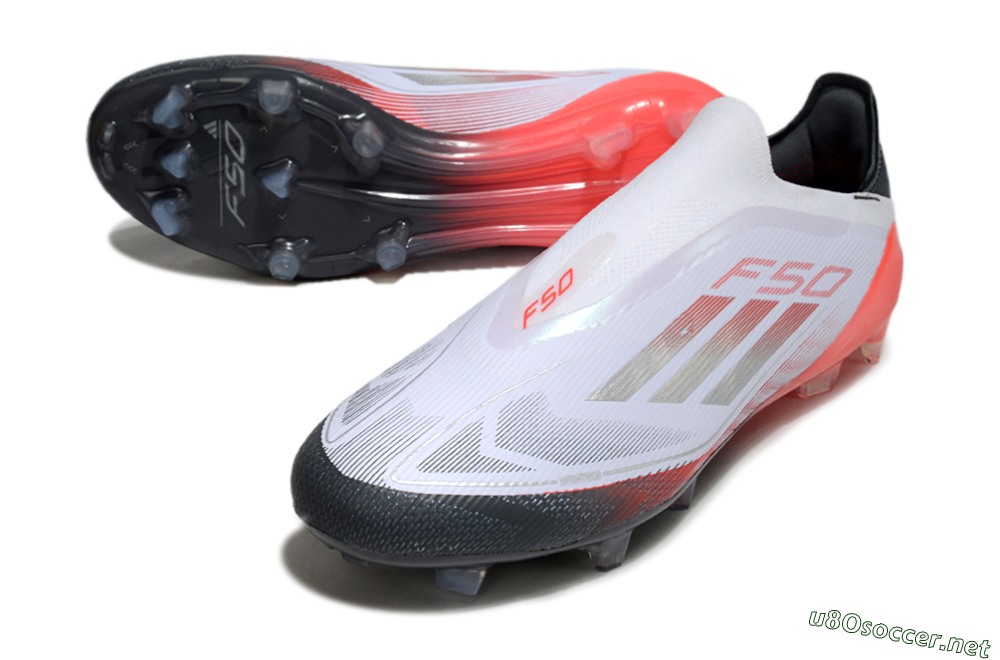 Men's Adidas F50 Elite Laceless FG Football Boots - White/Silver/Red/Black 3