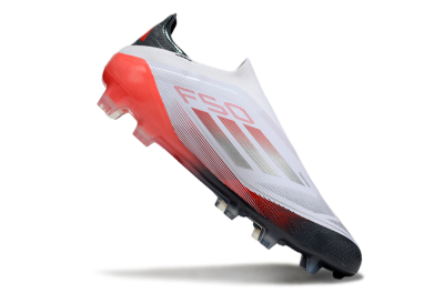 Men's Adidas F50 Elite Laceless FG Football Boots - White/Silver/Red/Black