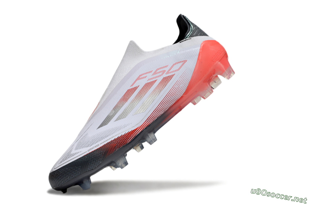 Men's Adidas F50 Elite Laceless FG Football Boots - White/Silver/Red/Black 5
