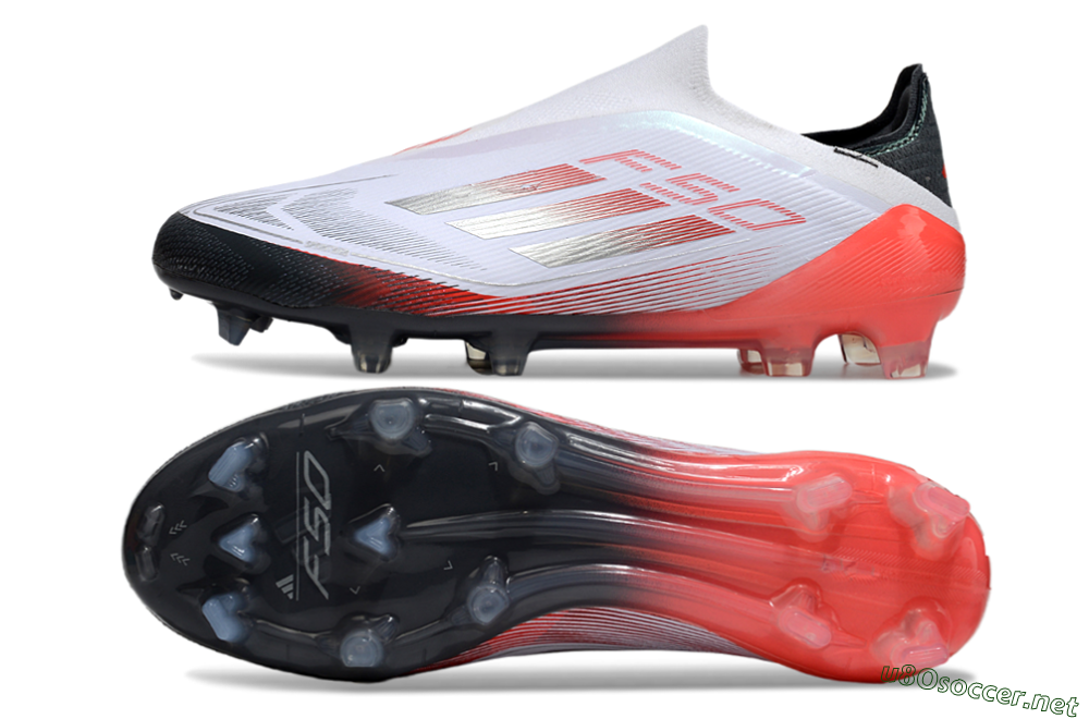 Men's Adidas F50 Elite Laceless FG Football Boots - White/Silver/Red/Black 1