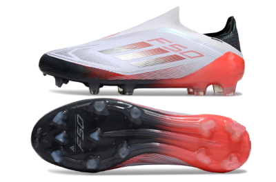 Men's Adidas F50 Elite Laceless FG Football Boots - White/Silver/Red/Black
