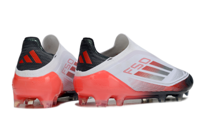 Men's Adidas F50 Elite Laceless FG Football Boots - White/Silver/Red/Black