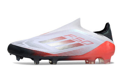 Men's Adidas F50 Elite Laceless FG Football Boots - White/Silver/Red/Black