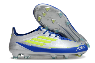 Men's Adidas F50 Elite FG Football Boots - Silver/Yellow/Blue