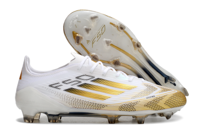Men's Adidas F50 Elite FG Football Boots - White/Gold/Black
