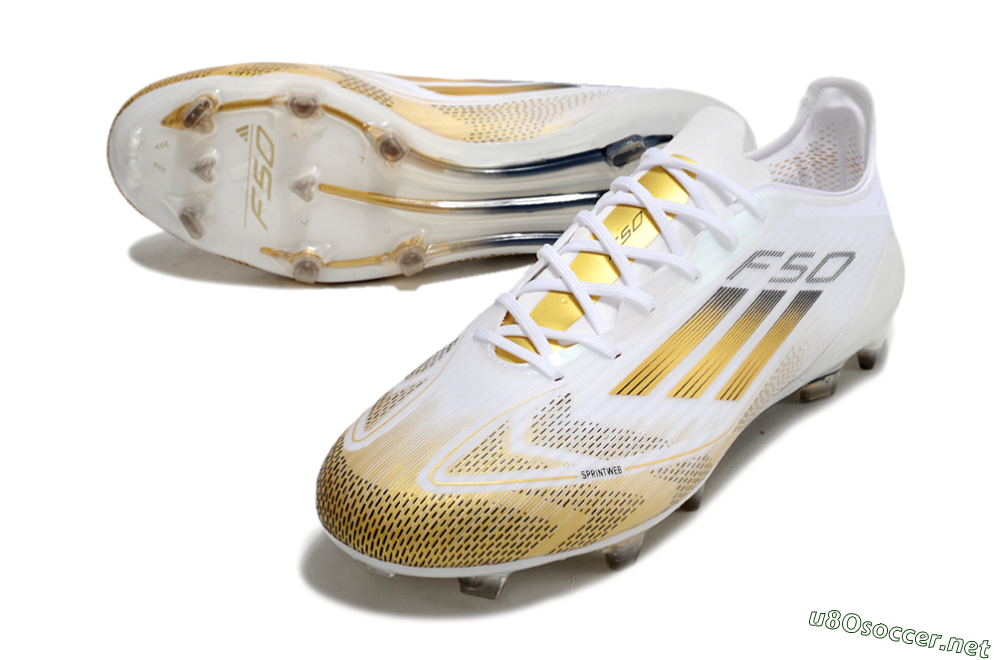 Men's Adidas F50 Elite FG Football Boots - White/Gold/Black 3